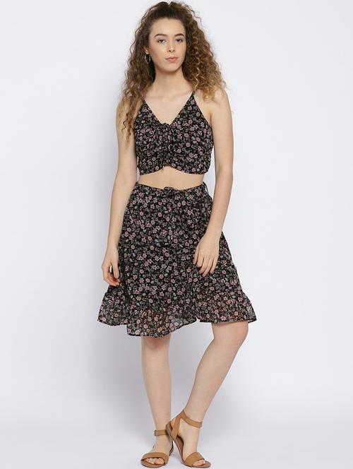 black ruffle a-line dress - 15300779 - Very Small Image - 1