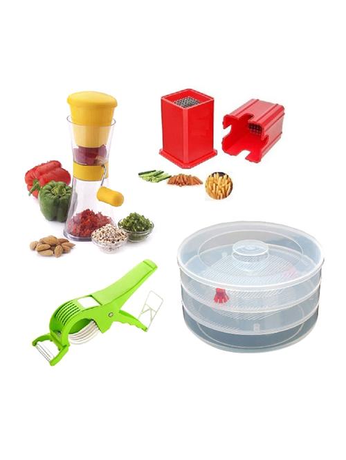 combo sprout maker + 5x vegetable cutter + chilli onion garlic cutter + potato chipser cutter - 15300814 - Very Small Image - 1