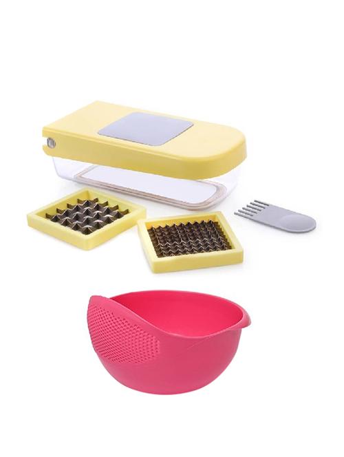 combo 1 pc 2 in 1 compact mini vegetable and fruit chopper cutter with clining tool + 1 pc vegetable rice fruit wash b - 15300836 - Very Small Image - 1