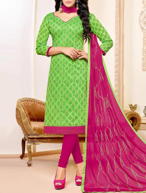 embroidered unstitched churidaar suit - 15302211 - Very Small Image - 1