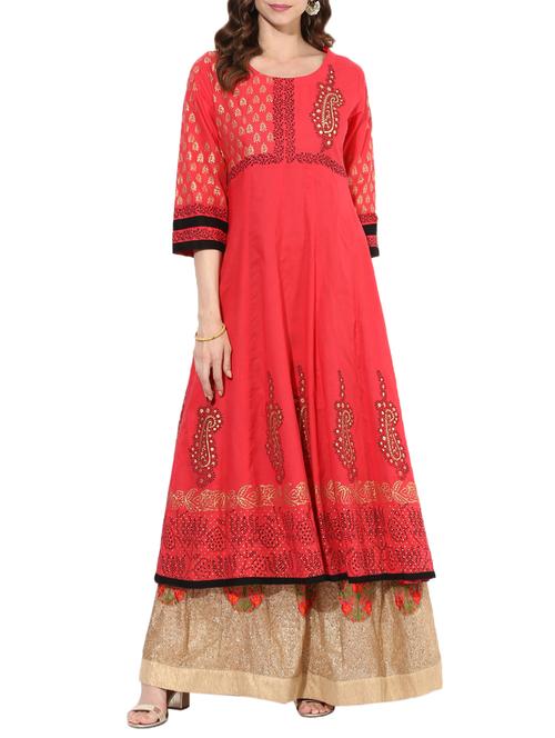 block print anarkali kurta - 15302261 - Very Small Image - 1