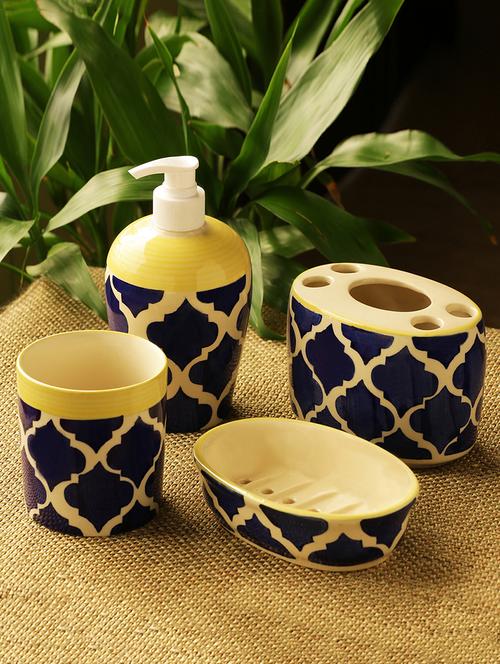 moroccan essentials handpainted ceramic bathroom accessory set of 4 - 15302577 - Very Small Image - 1