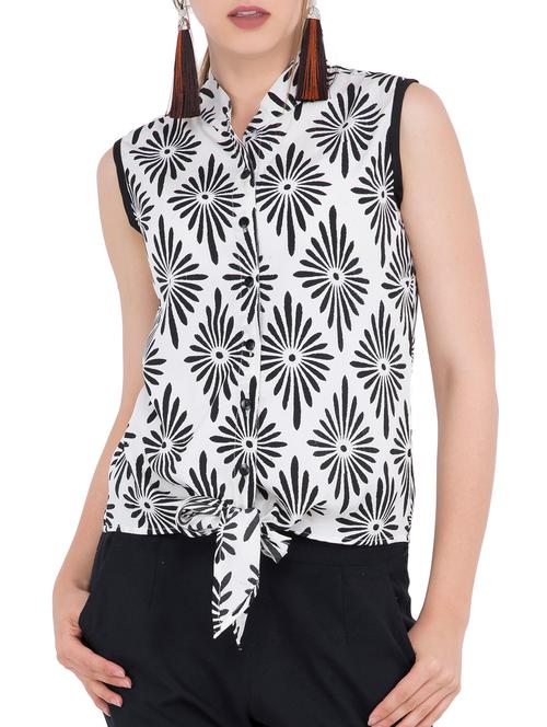 front tie up printed top - 15304820 - Very Small Image - 1