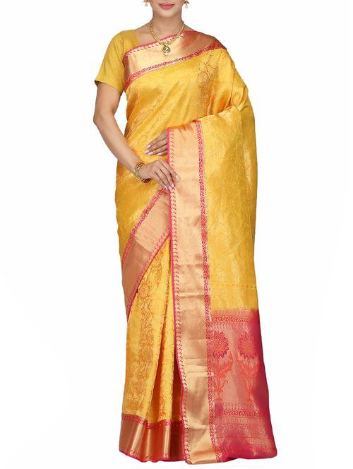 zari woven kanjivaram saree with blouse - 15306720 - Very Small Image - 1