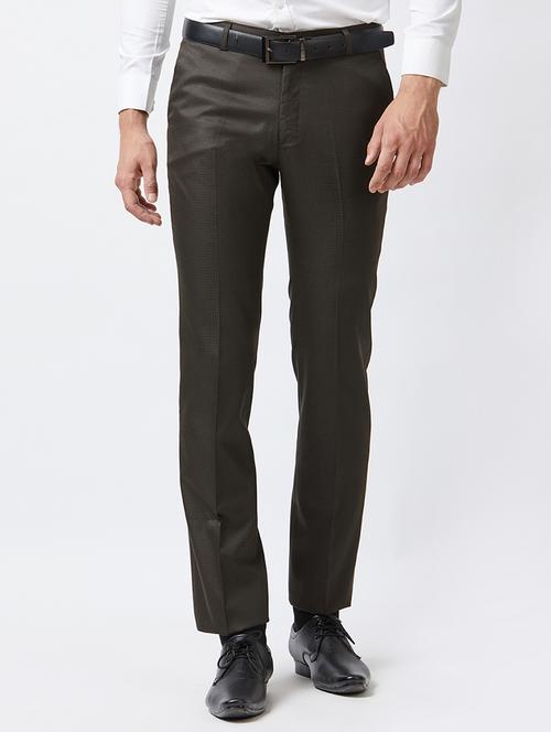 brown polyester blend flat front formal trouser - 15307310 - Very Small Image - 1