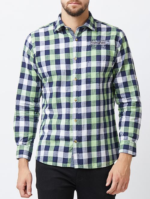 blue cotton casual shirt - 15307320 - Very Small Image - 1