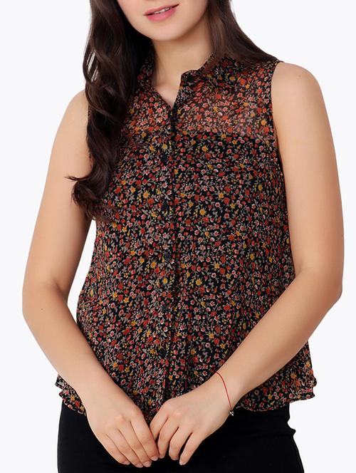 ditsy floral overlap back shirt - 15308840 - Very Small Image - 1