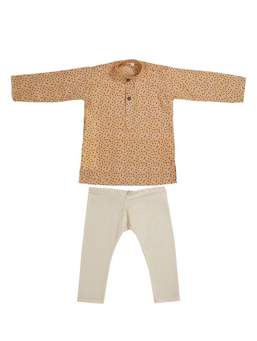 beige cotton kurta set - 15311877 - Very Small Image - 1