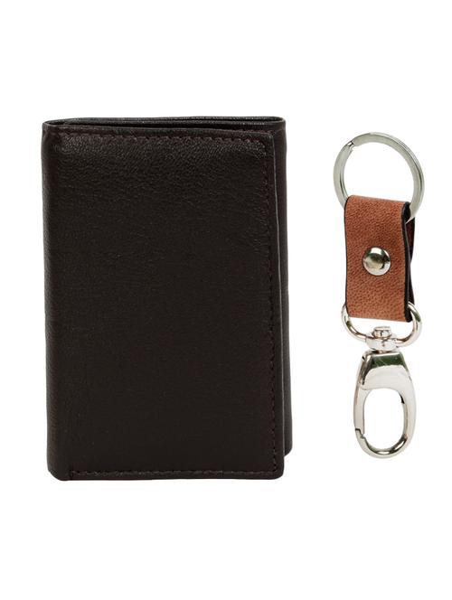 brown leather wallet with key chain - 15312299 - Very Small Image - 1