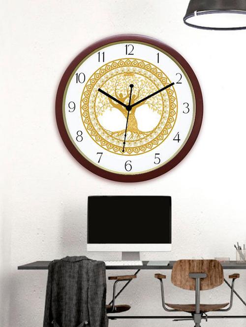 tree of life design numeric dial analog wall clock brown - 15312827 - Very Small Image - 1