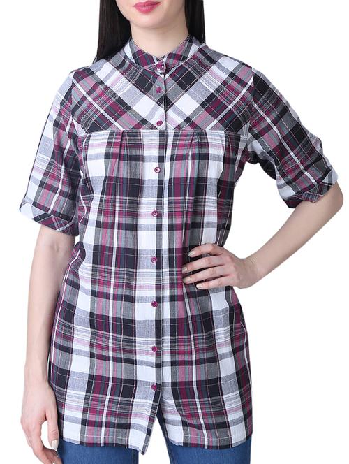 checkered shirt tunic - 15313973 - Very Small Image - 1
