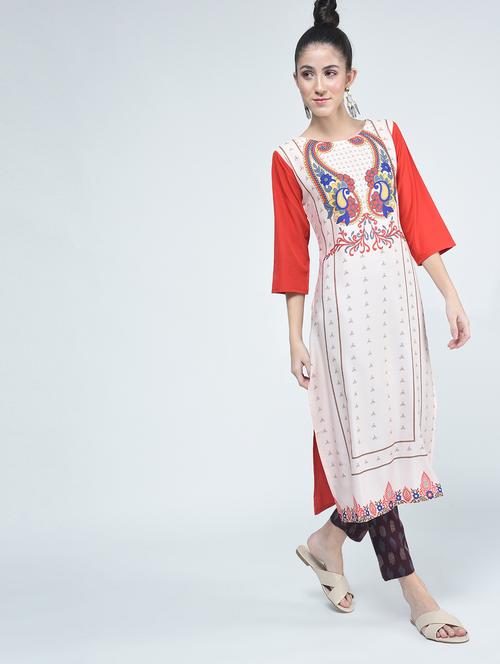 paisley print straight kurta - 15314406 - Very Small Image - 1