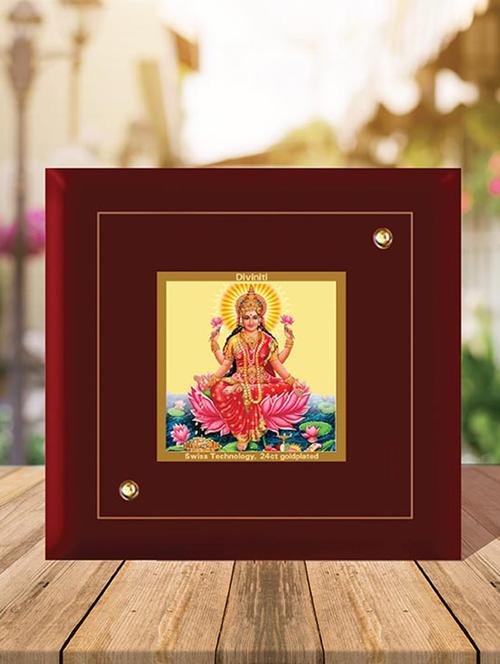mdf photo frame gold plated normal foil lakshmi sitting on lotus - 15314607 - Very Small Image - 1