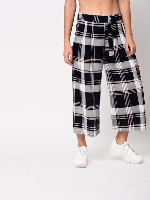 high waist checkered culottes - 15314926 - Very Small Image - 1
