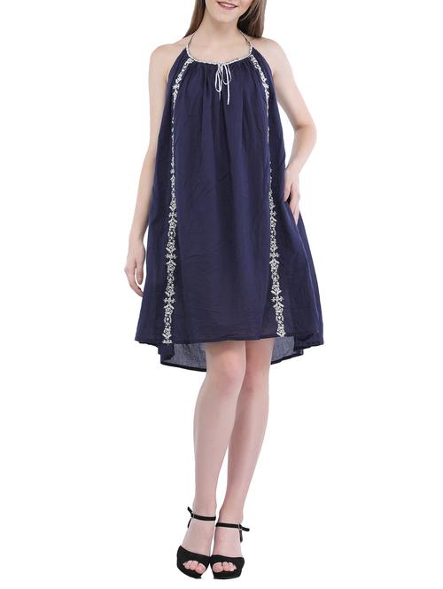 halter neck embroidered shift dress - 15315167 - Very Small Image - 1