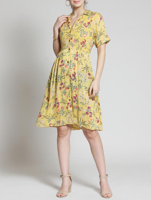 a-line floral button down dress - 15315480 - Very Small Image - 1