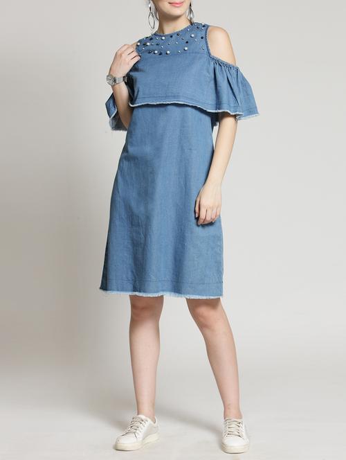 raw edge pearl embellished dress - 15315482 - Very Small Image - 1