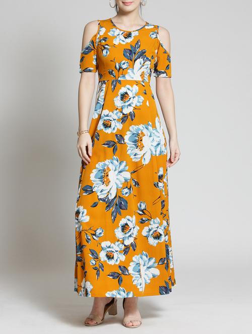 cold shoulder floral a-line dress - 15315487 - Very Small Image - 1