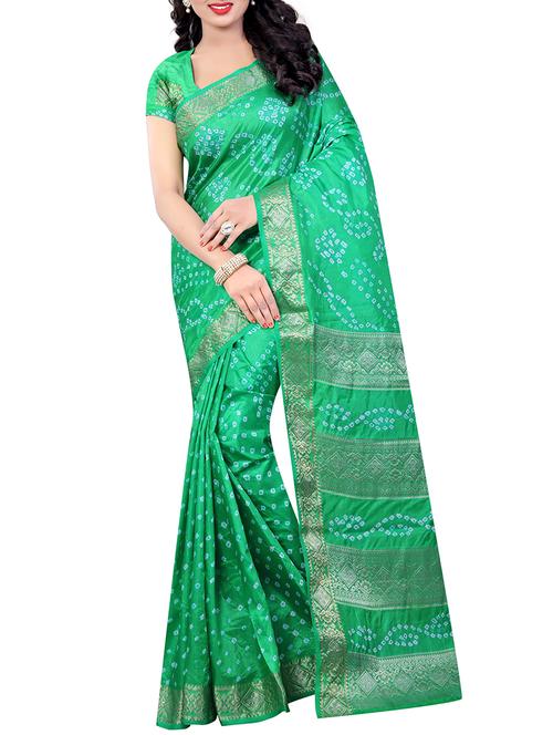 tie & dye zari border bandhani saree with blouse - 15315544 - Very Small Image - 1