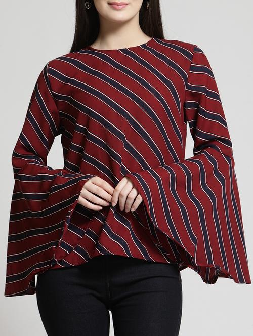 bell sleeved striped top - 15315565 - Very Small Image - 1
