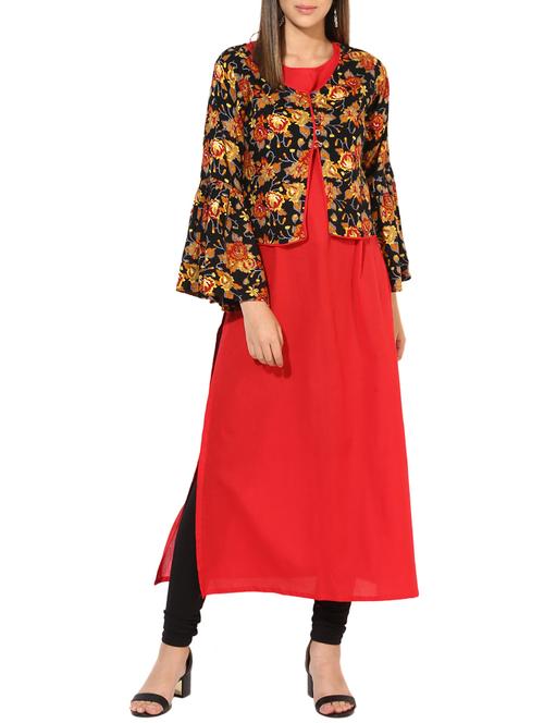 straight bell sleeves kurta - 15317040 - Very Small Image - 1