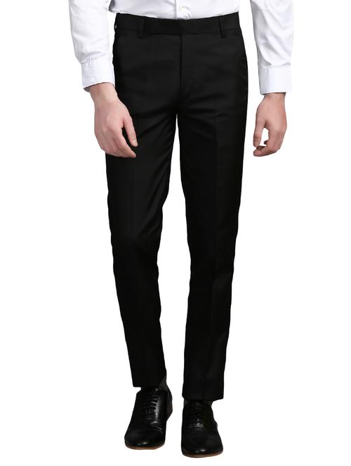 black viscose flat front trousers formal - 15317578 - Very Small Image - 1