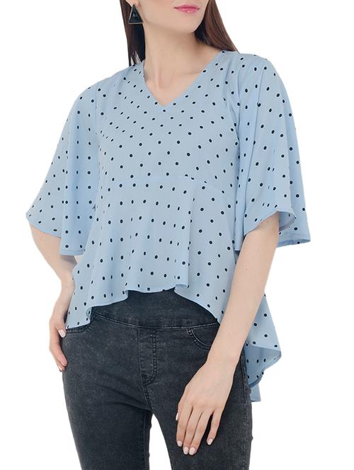 asymmetric polka dotted bell sleeve top - 15318681 - Very Small Image - 1