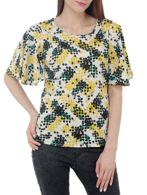 abstract print bell sleeved top - 15318687 - Very Small Image - 1