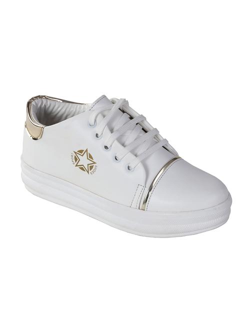 white faux leather laceup sneakers - 15320175 - Very Small Image - 1