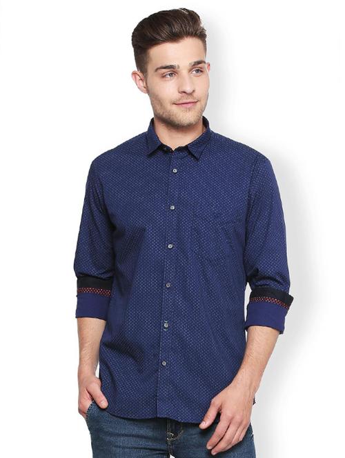 blue cotton casual shirt - 15320450 - Very Small Image - 1