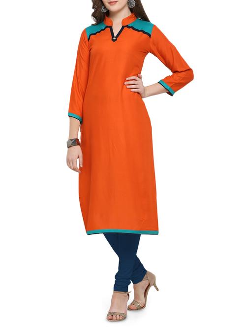 straight color block kurta - 15321280 - Very Small Image - 1