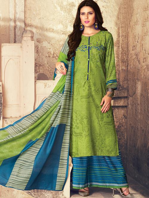 printed semi-stitched palazzo suit - 15321757 - Very Small Image - 1