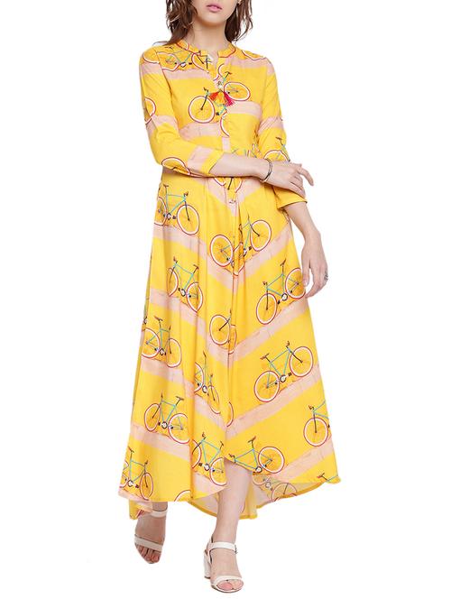  quirky print flared kurta - 15323098 - Very Small Image - 1