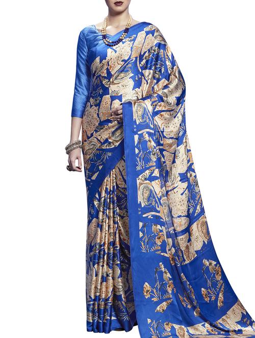 abstract printed saree with blouse - 15323310 - Very Small Image - 1