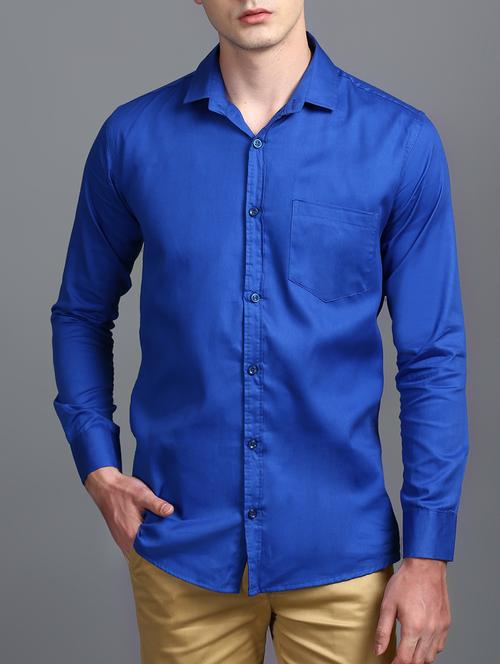 blue cotton casual shirt - 15323333 - Very Small Image - 1
