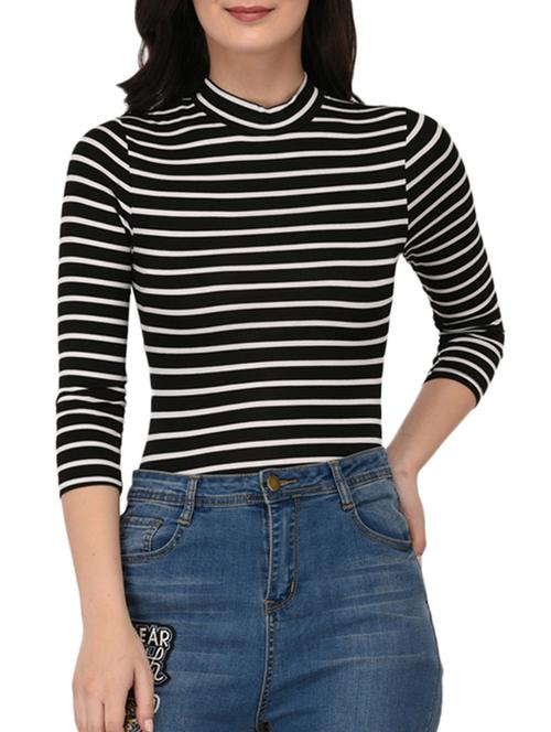 striped mock neck tee - 15324071 - Very Small Image - 1