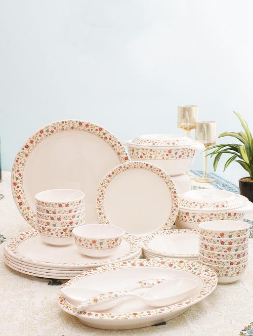 31 pieces  intricate round melamine dinner set - 15324740 - Very Small Image - 1