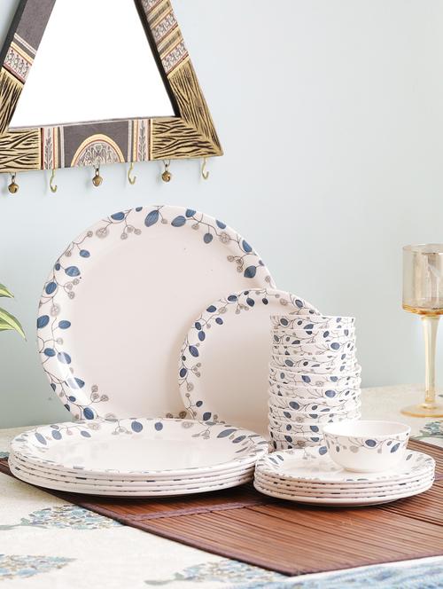 blue decor round 24 pieces melamine dinner set - 15324756 - Very Small Image - 1