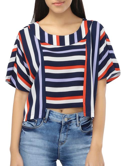 asymmetric hem striped top - 15324939 - Very Small Image - 1