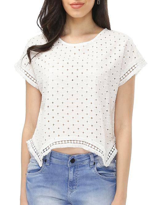 asymmetric schiffli top - 15324994 - Very Small Image - 1