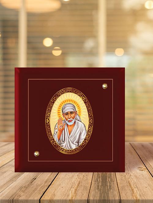 mdf photo frame gold plated royal foil sai baba blessing - 15325324 - Very Small Image - 1