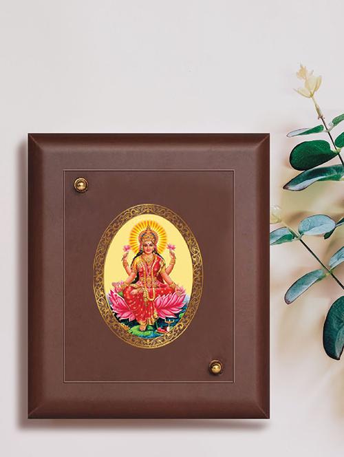 mdf wall hanging frame gold plated royal foil lakshmi sitting on lotus - 15325356 - Very Small Image - 1