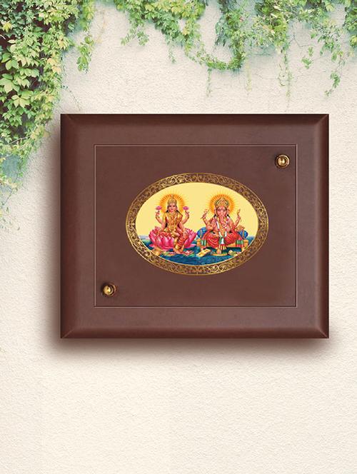 mdf wall hanging frame gold plated royal foil lakshmi ganesh - 15325357 - Very Small Image - 1