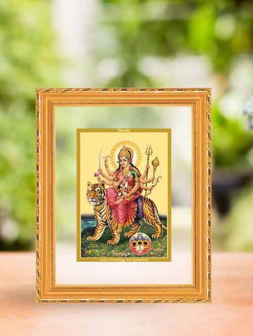double glass wall hanging frame gold plated durga maa - 15325584 - Very Small Image - 1