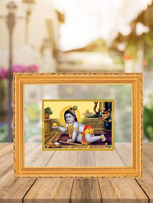 double glass wall hanging frame gold plated laddu gopal - 15325591 - Very Small Image - 1