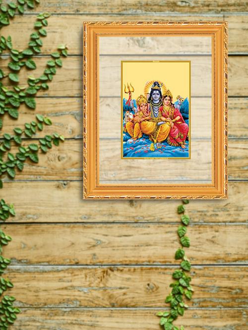 double glass wall hanging frame gold plated shiv parivaar - 15325620 - Very Small Image - 1