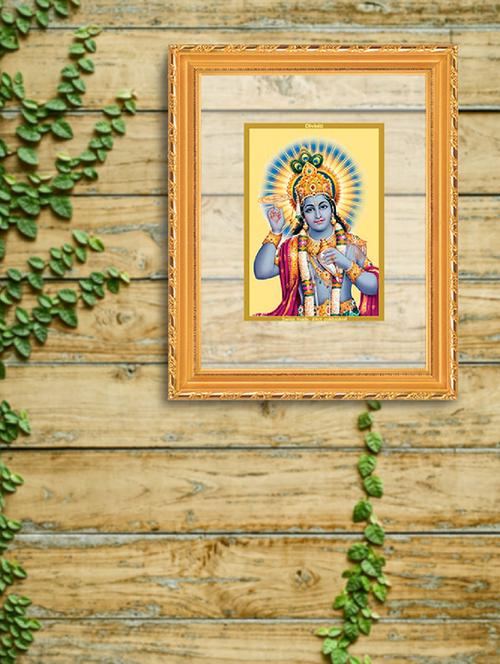 double glass wall hanging frame gold plated bhagwan vishnu - 15325688 - Very Small Image - 1