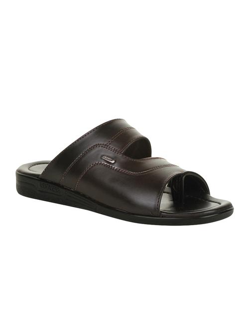 brown leatherette slip on slipper - 15326189 - Very Small Image - 1
