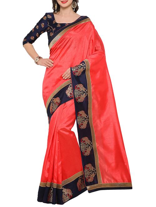 jacquard border art silk saree with blouse - 15326532 - Very Small Image - 1
