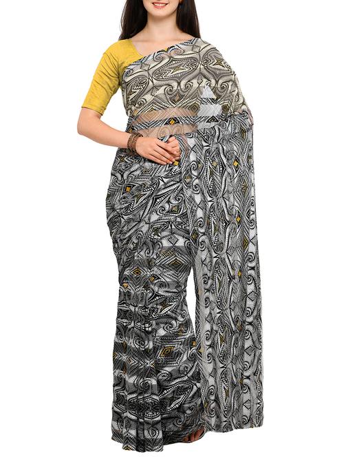 all over printed georgette saree with blouse - 15326562 - Very Small Image - 1